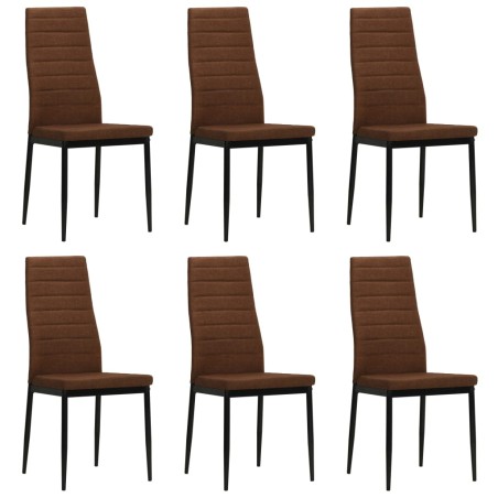 vidaXL Sillas de comedor 6 unidades tela marrón
