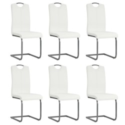vidaXL Sillas voladizas de comedor 6 unidades cuero sintético blanco 