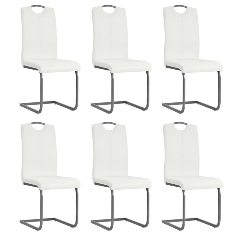 vidaXL Sillas voladizas de comedor 6 unidades cuero sintético blanco vidaXL Sillas voladizas de comedor 6 unidades cuero sintético blanco