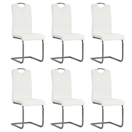 vidaXL Sillas voladizas de comedor 6 unidades cuero sintético blanco 