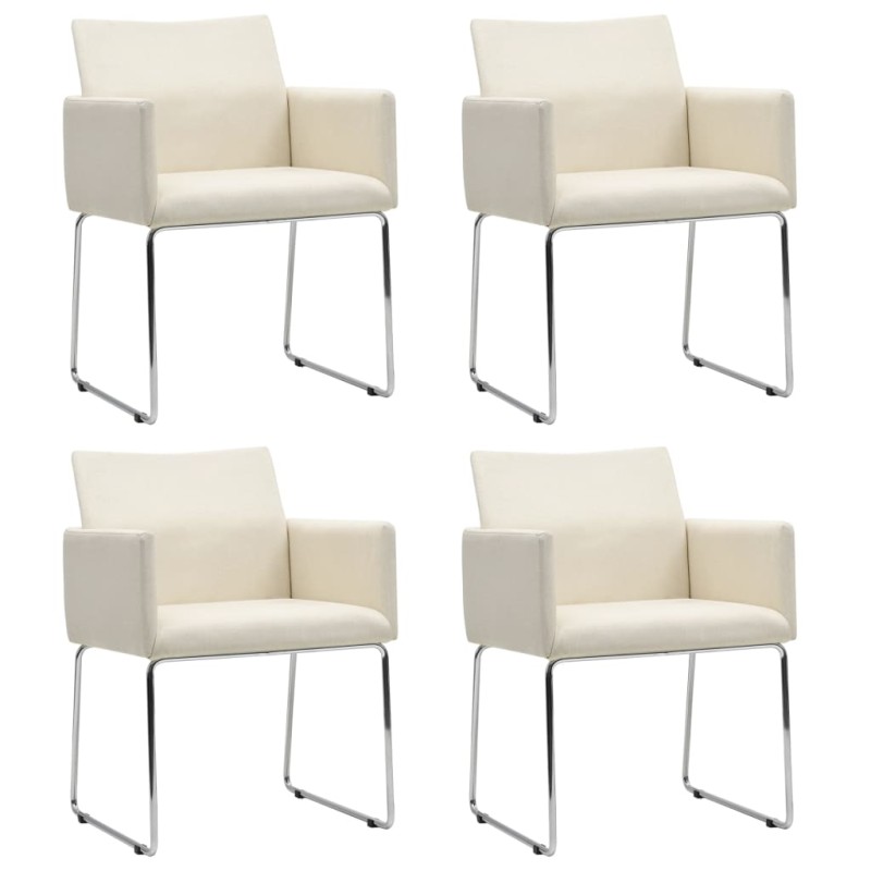vidaXL Sillas de comedor 4 unidades tela apariencia de lino blanco vidaXL Sillas de comedor 4 unidades tela apariencia de lino blanco