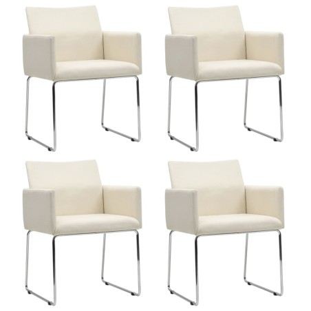 vidaXL Sillas de comedor 4 unidades tela apariencia de lino blanco 