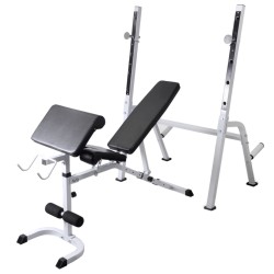 vidaXL Banco ejercicios con soporte pesas, pesas y mancuernas 60,5 kg