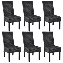 vidaXL Sillas de comedor 6 unidades ratán Kubu y madera mango negro 