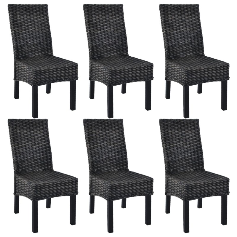 vidaXL Sillas de comedor 6 unidades ratán Kubu y madera mango negro vidaXL Sillas de comedor 6 unidades ratán Kubu y madera mango negro