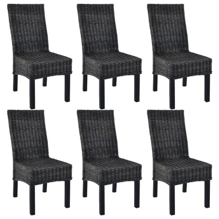 vidaXL Sillas de comedor 6 unidades ratán Kubu y madera mango negro 