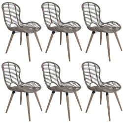 vidaXL Sillas de comedor 6 unidades ratán natural marrón