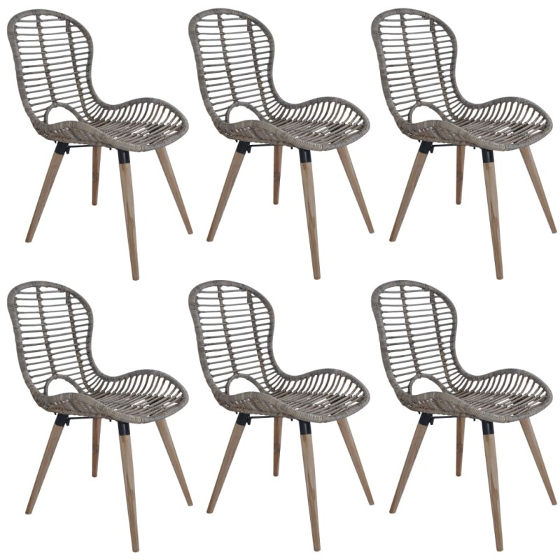 vidaXL Sillas de comedor 6 unidades ratán natural marrón vidaXL Sillas de comedor 6 unidades ratán natural marrón