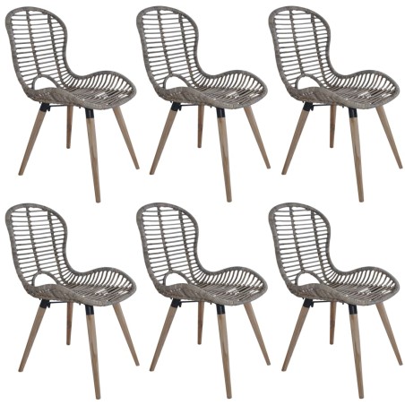 vidaXL Sillas de comedor 6 unidades ratán natural marrón