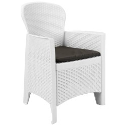 vidaXL Comedor de jardín 9 piezas plástico con aspecto de ratán blanco