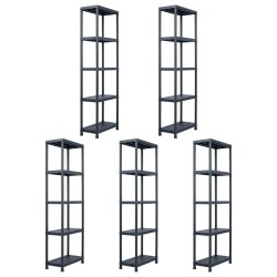vidaXL Estantería de plástico 5 unidades 125 kg 60x30x180 cm negro