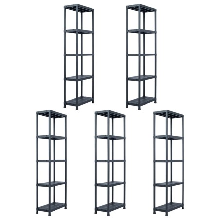 vidaXL Estantería de plástico 5 unidades 125 kg 60x30x180 cm negro