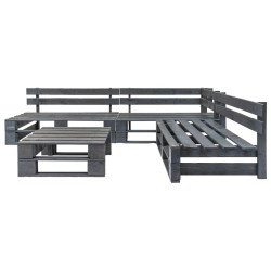 vidaXL Set de muebles de palets para jardín 4 piezas madera gris