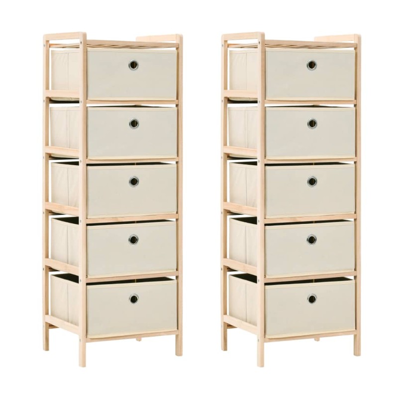 vidaXL Estantes con 5 cestas de tela 2 unidades madera de cedro beige vidaXL Estantes con 5 cestas de tela 2 unidades madera de cedro beige