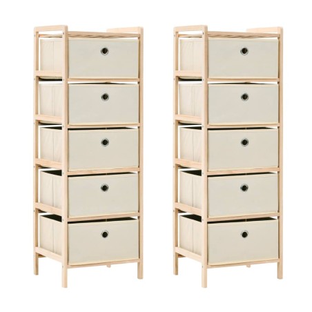 vidaXL Estantes con 5 cestas de tela 2 unidades madera de cedro beige