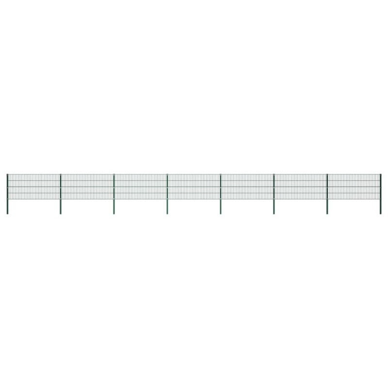 vidaXL Panel de valla con postes hierro verde 11,9x0,8 m vidaXL Panel de valla con postes hierro verde 11,9x0,8 m