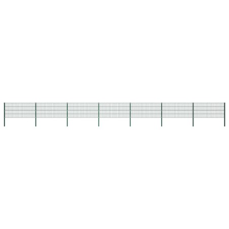 vidaXL Panel de valla con postes hierro verde 11,9x0,8 m