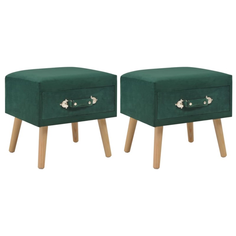 vidaXL Mesitas de noche 2 unidades 40x35x40 cm terciopelo verde
