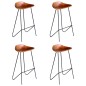 vidaXL Taburetes de cocina 4 unidades cuero auténtico marrón