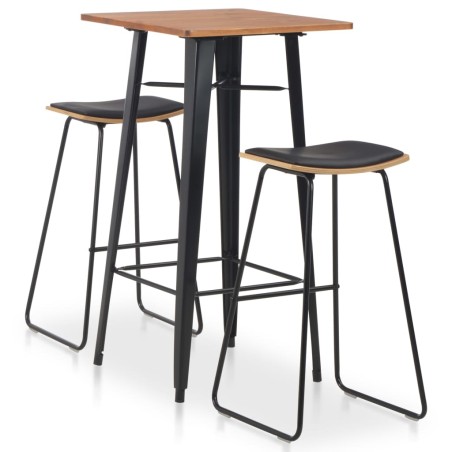vidaXL Conjunto de mesa alta y taburetes 3 piezas acero negro 