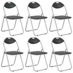 vidaXL Sillas de comedor plegables 6 unidades cuero sintético negro