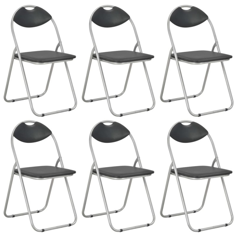 vidaXL Sillas de comedor plegables 6 unidades cuero sintético negro vidaXL Sillas de comedor plegables 6 unidades cuero sintético negro