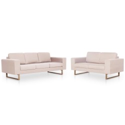 vidaXL Conjunto de sofás 2 piezas de tela color crema