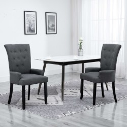 vidaXL Sillas de comedor con reposabrazos 2 unidades tela gris oscuro 