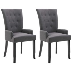 vidaXL Sillas de comedor con reposabrazos 2 unidades tela gris oscuro 