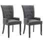 vidaXL Sillas de comedor con reposabrazos 2 unidades tela gris oscuro vidaXL Sillas de comedor con reposabrazos 2 unidades tela gris oscuro