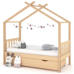 vidaXL Estructura de cama infantil con cajón madera de pino 80x160 cm
