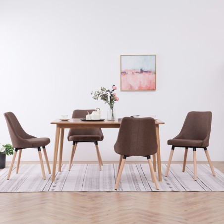 vidaXL Sillas de comedor 4 unidades tela marrón