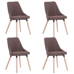 vidaXL Sillas de comedor 4 unidades tela marrón