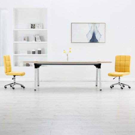 vidaXL Sillas de comedor 2 unidades tela amarilla