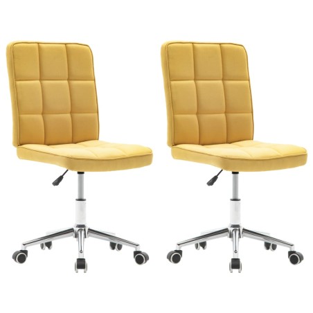 vidaXL Sillas de comedor 2 unidades tela amarilla