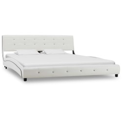 vidaXL Cama con colchón cuero sintético blanco 160x200 cm