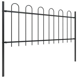 vidaXL Valla de jardín con puntas de aro acero negro 3,4x0,8 m