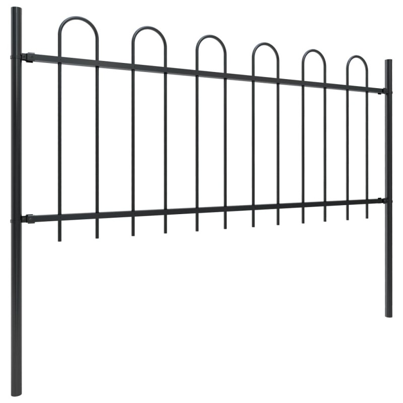 vidaXL Valla de jardín con puntas de aro acero negro 3,4x0,8 m vidaXL Valla de jardín con puntas de aro acero negro 3,4x0,8 m