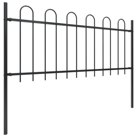 vidaXL Valla de jardín con puntas de aro acero negro 3,4x0,8 m