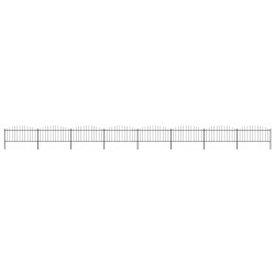 vidaXL Valla de jardín con punta de lanza acero negro (0,5-0,75)x13,6m