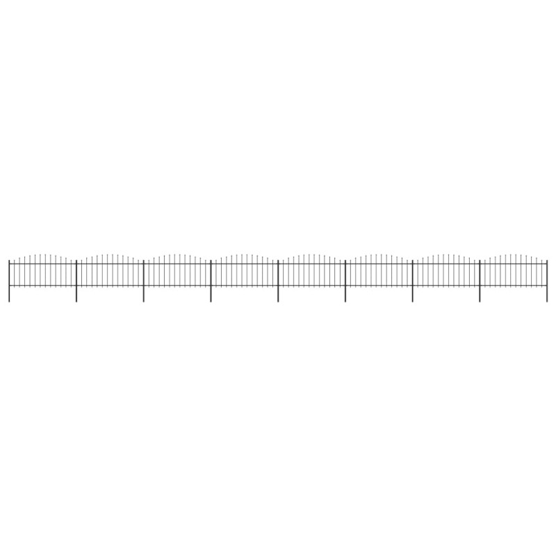 vidaXL Valla de jardín con punta de lanza acero negro (0,5-0,75)x13,6m vidaXL Valla de jardín con punta de lanza acero negro (0,5-0,75)x13,6m
