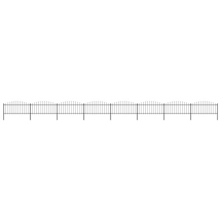 vidaXL Valla de jardín con punta de lanza acero negro (0,5-0,75)x13,6m