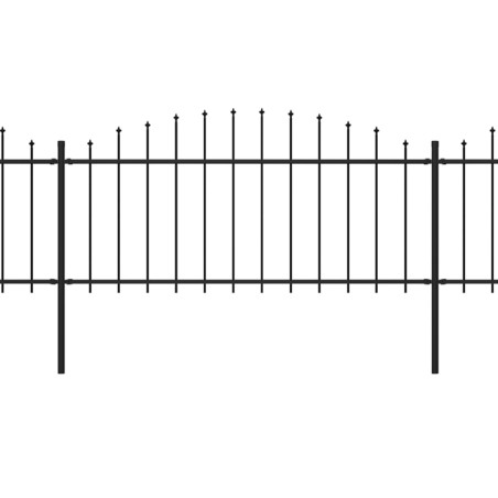 vidaXL Valla de jardín con punta de lanza acero negro (0,5-0,75)x13,6m