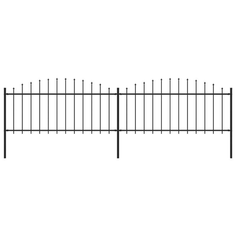 vidaXL Valla de jardín con puntas de lanza acero negro (0,5-0,75)x3,4m vidaXL Valla de jardín con puntas de lanza acero negro (0,5-0,75)x3,4m