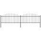 vidaXL Valla de jardín con puntas de lanza acero negro (0,5-0,75)x3,4m vidaXL Valla de jardín con puntas de lanza acero negro (0,5-0,75)x3,4m