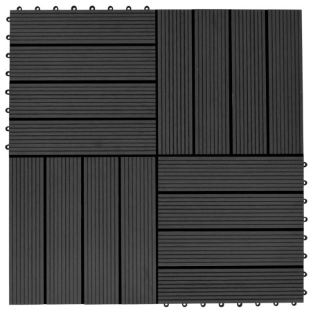 vidaXL Baldosas de porche de WPC 30x30 cm 2 m² negro 22 unidades