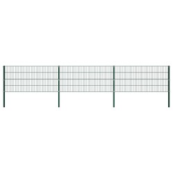 vidaXL Panel de valla con postes hierro verde 5,1x0,8 m