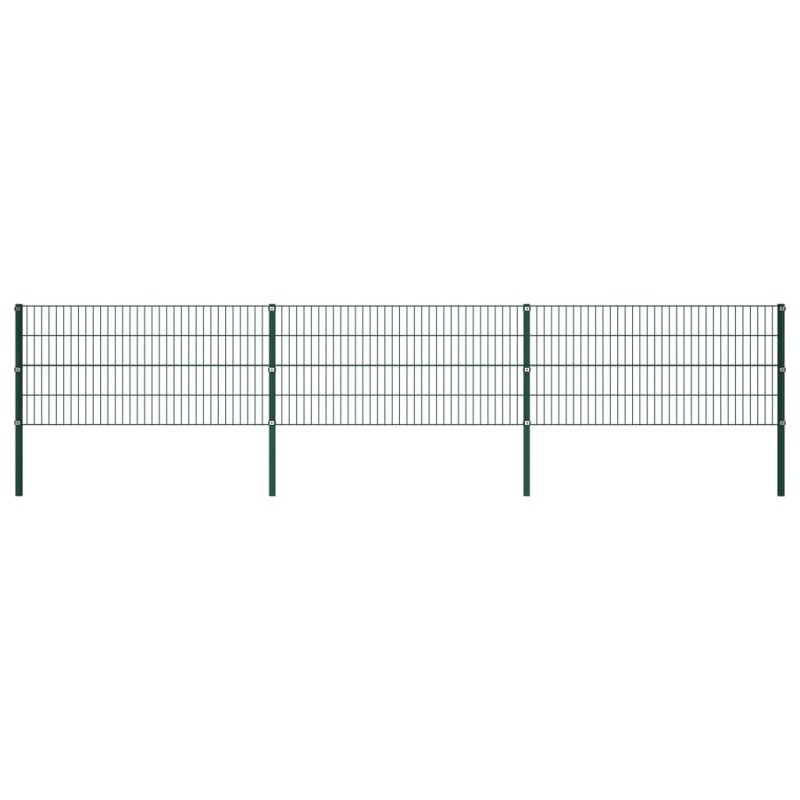 vidaXL Panel de valla con postes hierro verde 5,1x0,8 m vidaXL Panel de valla con postes hierro verde 5,1x0,8 m
