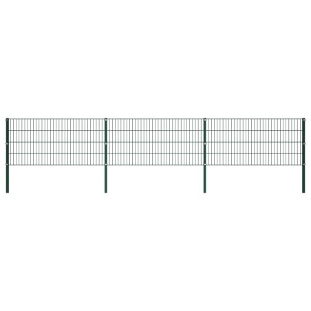 vidaXL Panel de valla con postes hierro verde 5,1x0,8 m