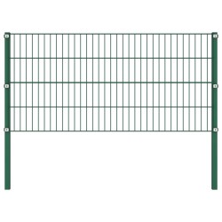 vidaXL Panel de valla con postes hierro verde 5,1x0,8 m